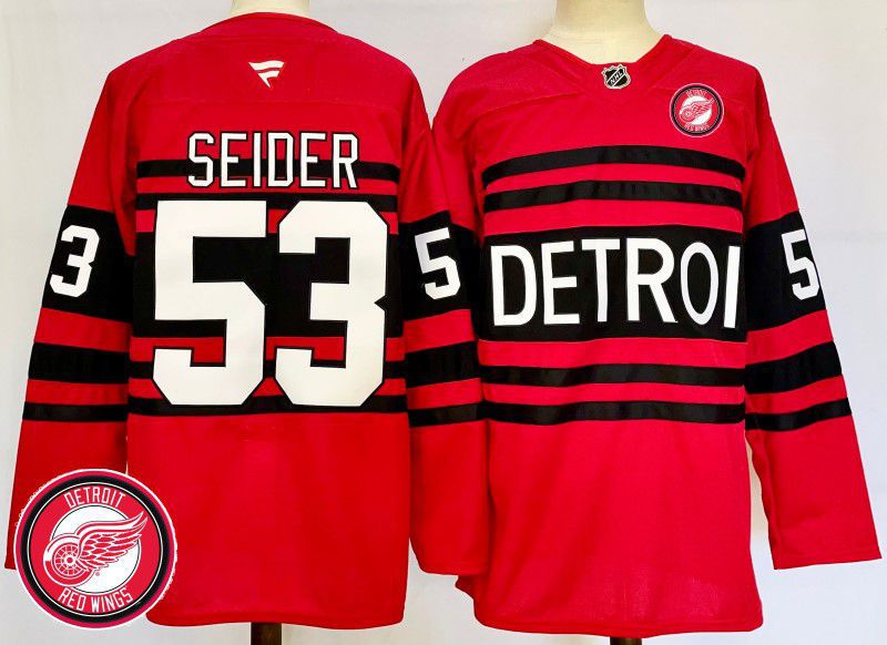 Men Detroit Red Wings #53 Seider Red Fanatics 2025 NHL Jersey style 5